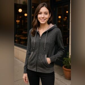 Ted Baker London Women’s Gray Zip-Up Hoodie – Size S ✨